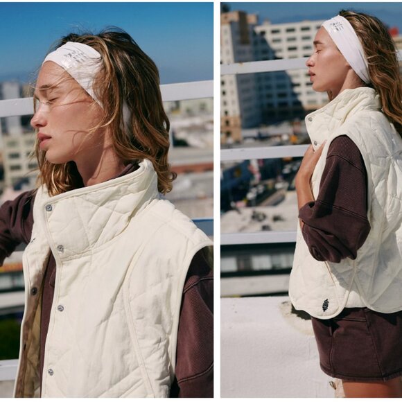 FP Movement Quinn Quilted Puffer Vest in White Brushed Sail M $128 - Picture 2 of 10